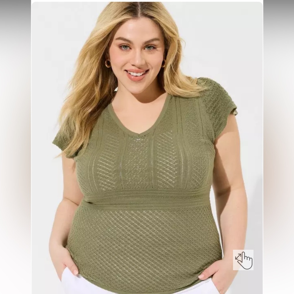 Torrid Olive Short Sleeve Knit Top